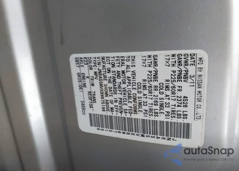 2011 Nissan Rogue Sv z USA, uszkodzony, nr VIN JN8AS5MVXBW675196